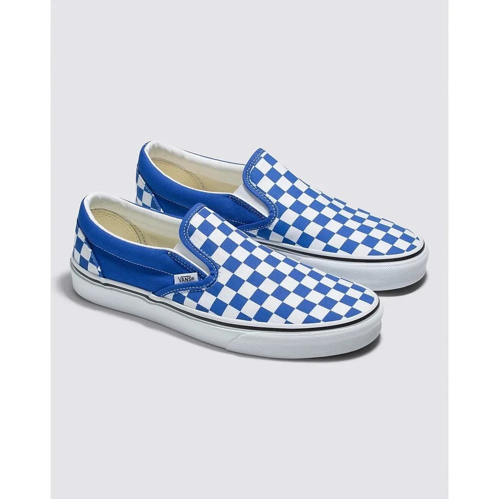 VANS Classic Slip-On Checkerboard Blue/‎ White Unisex Sneakers Y4.5/M4.5/W6.0
